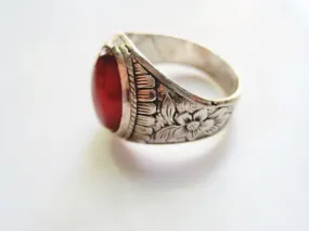 Vintage Carnelian Ring for a Man Made of Sterling Silver