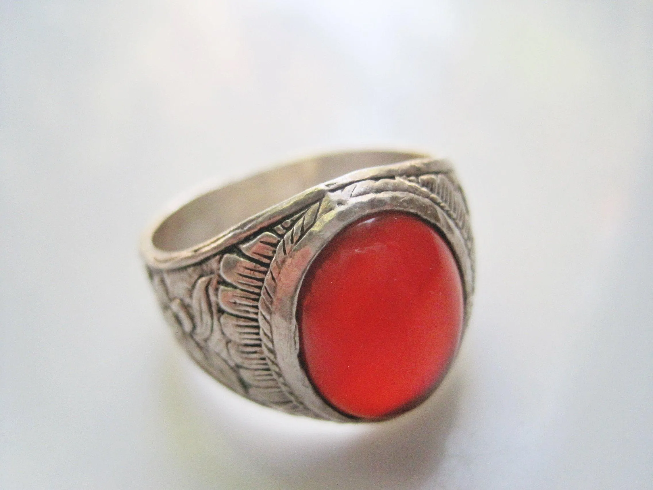 Vintage Carnelian Ring for a Man Made of Sterling Silver