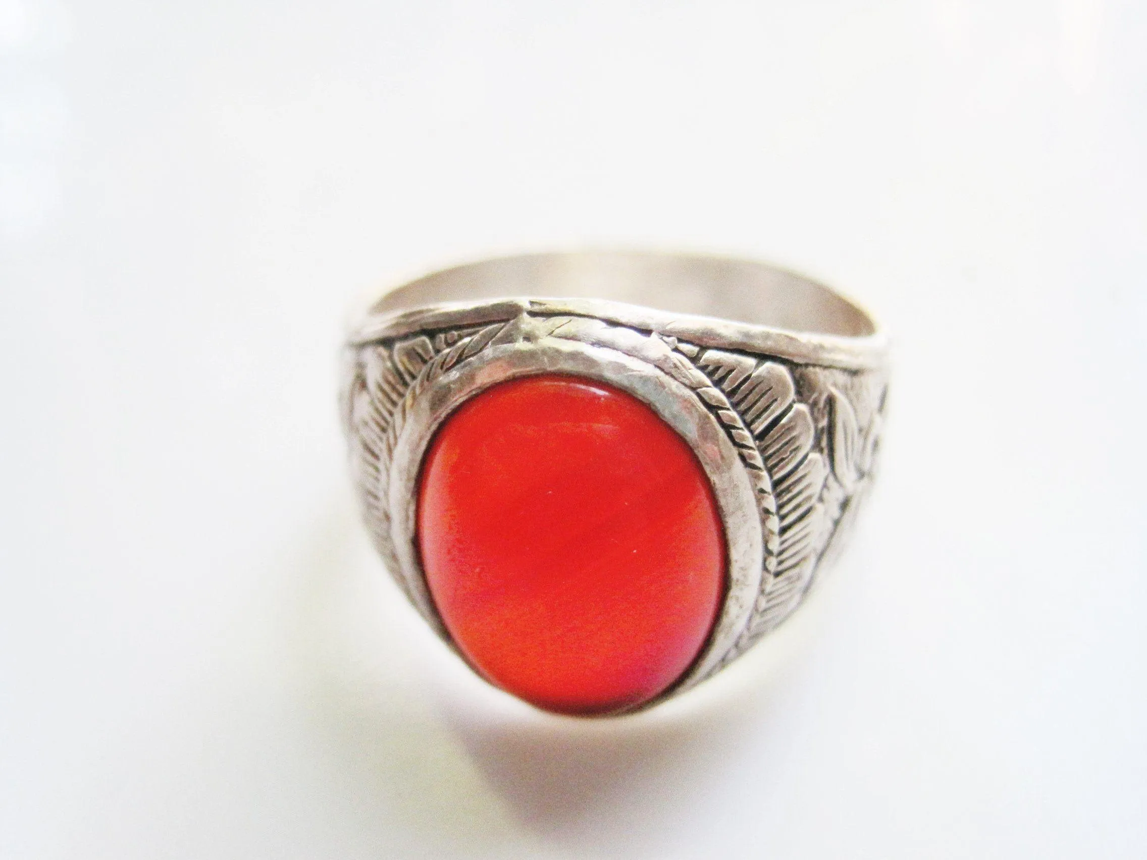 Vintage Carnelian Ring for a Man Made of Sterling Silver