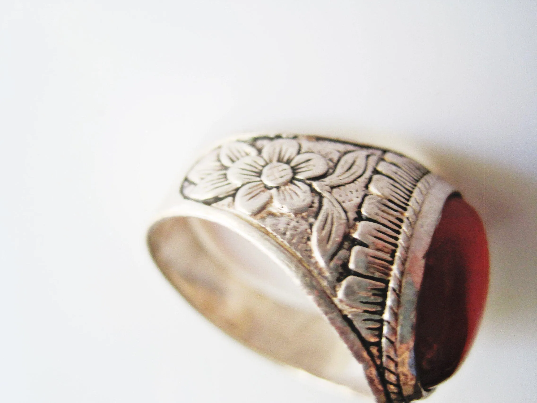 Vintage Carnelian Ring for a Man Made of Sterling Silver