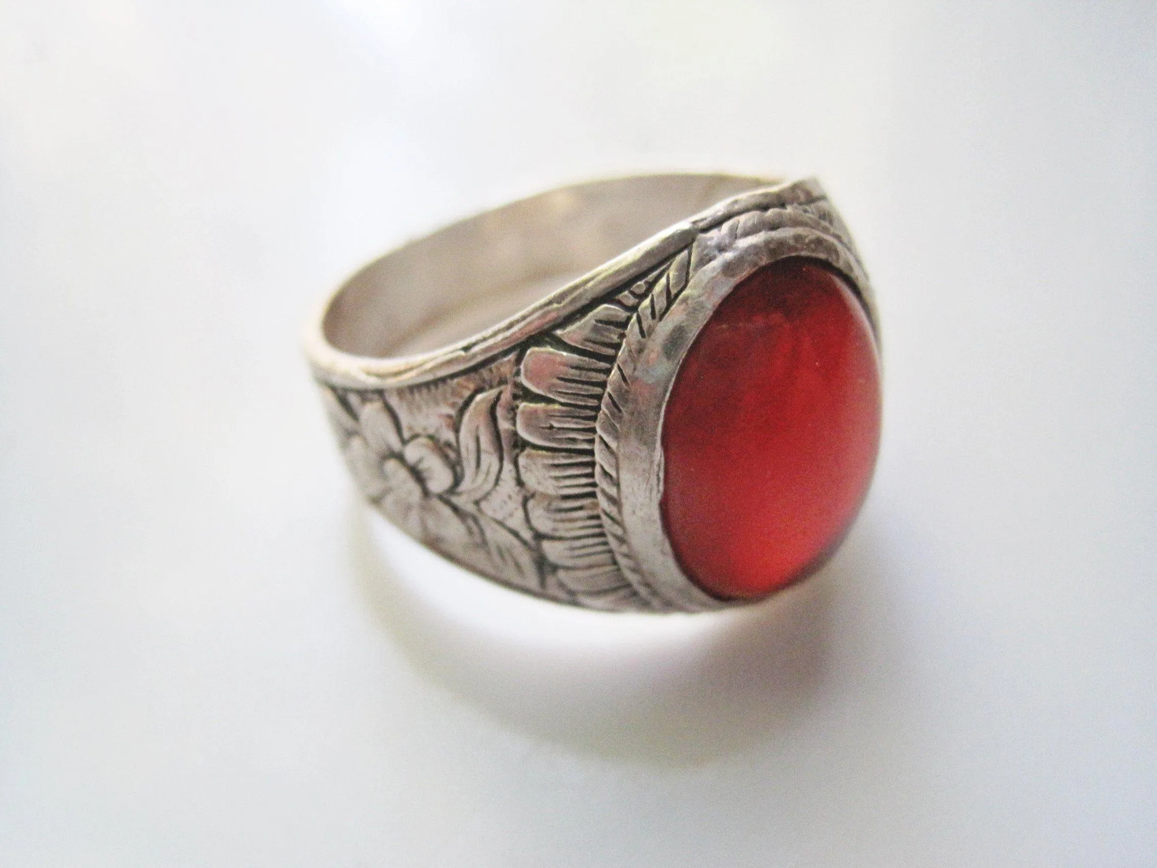 Vintage Carnelian Ring for a Man Made of Sterling Silver