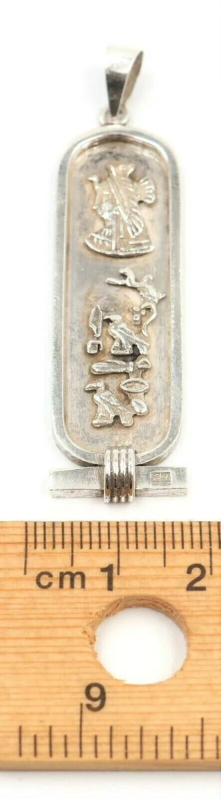 Vintage Cartouche Sterling Silver Hieroglyphics Pendant