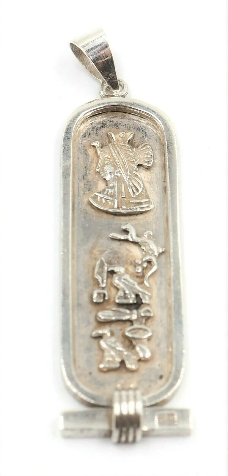 Vintage Cartouche Sterling Silver Hieroglyphics Pendant