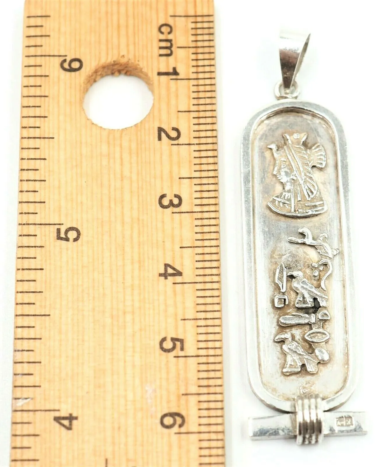 Vintage Cartouche Sterling Silver Hieroglyphics Pendant