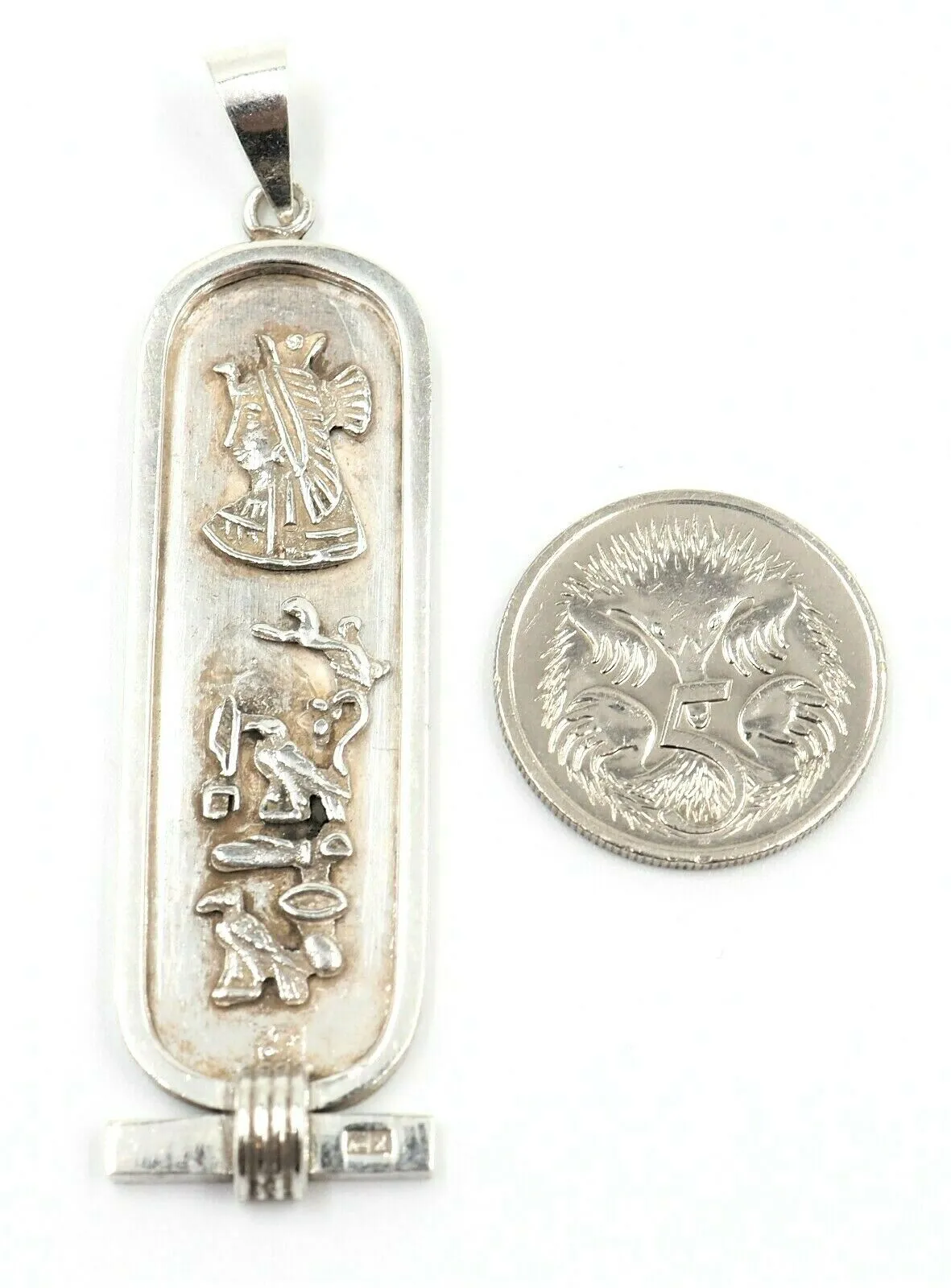 Vintage Cartouche Sterling Silver Hieroglyphics Pendant