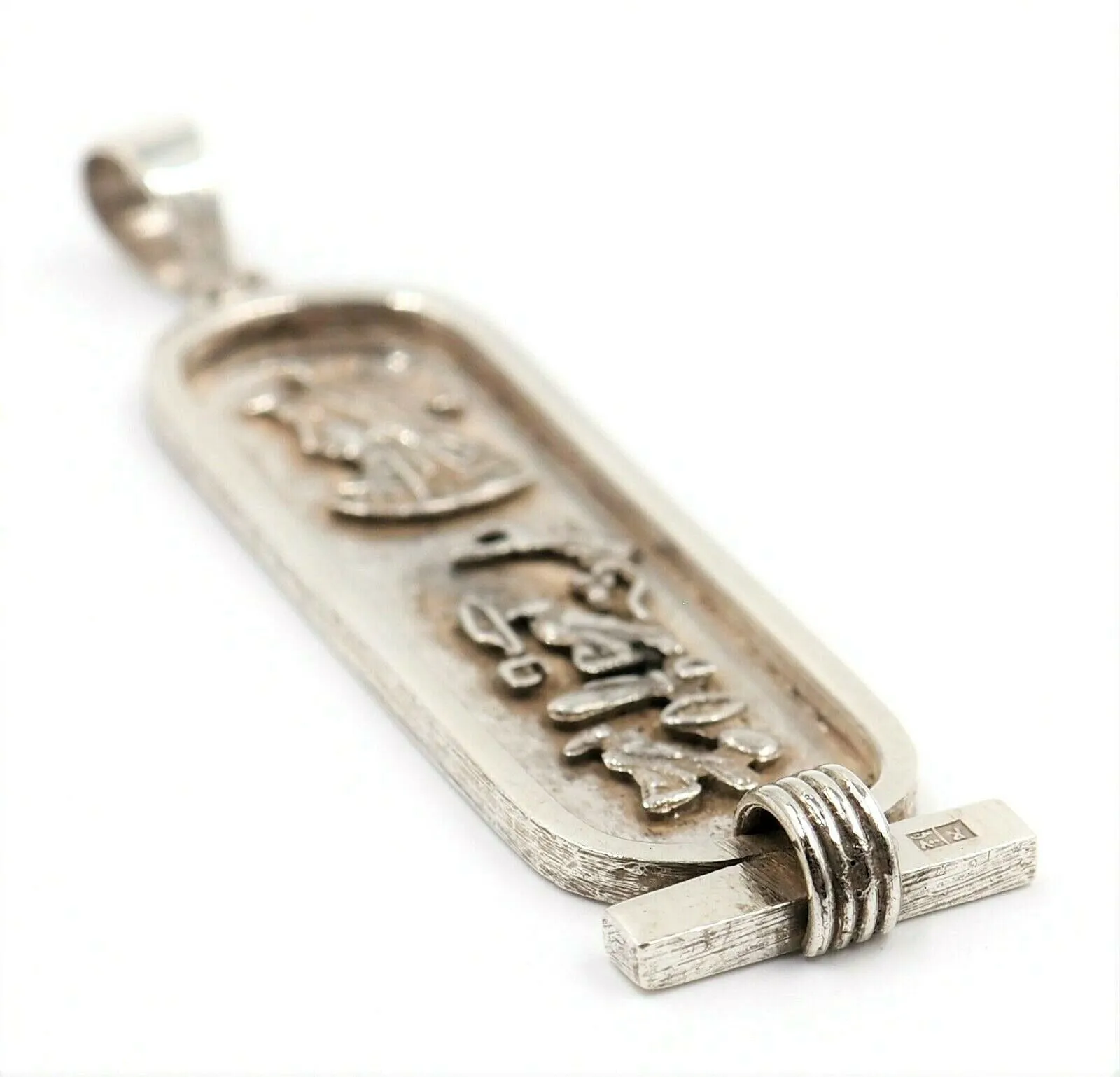 Vintage Cartouche Sterling Silver Hieroglyphics Pendant