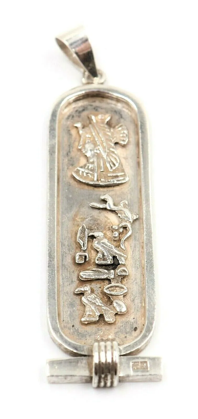 Vintage Cartouche Sterling Silver Hieroglyphics Pendant