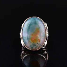 Vintage Celtic Silver Moss Agate Ring