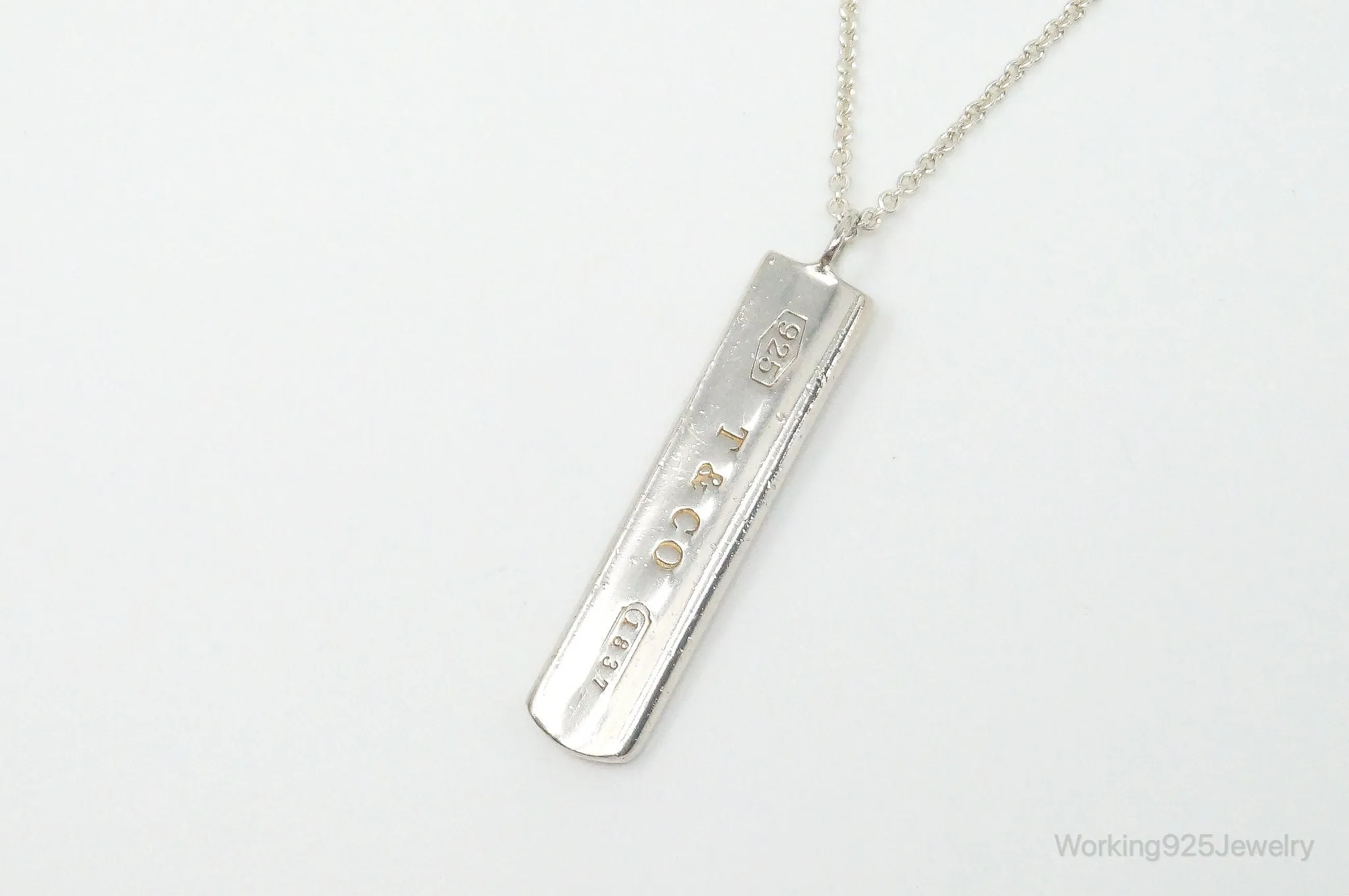 Vintage Designer Tiffany & Co 1837 Bar Sterling Silver Necklace