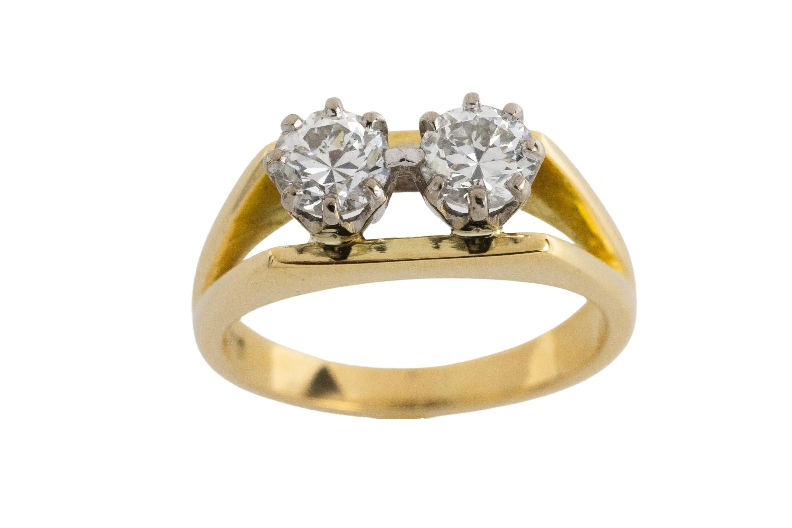 Vintage double diamond ring in 18 carat gold