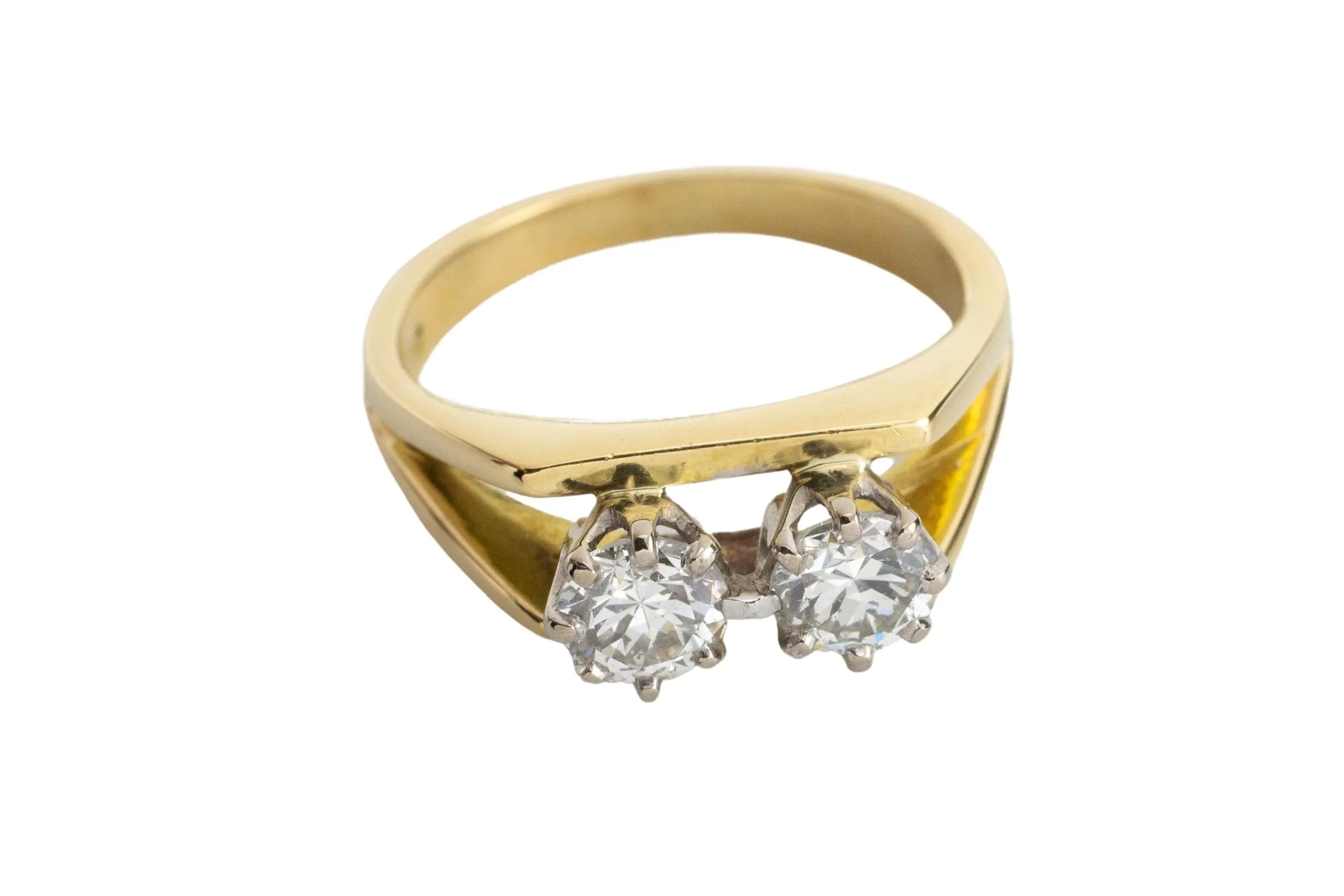 Vintage double diamond ring in 18 carat gold