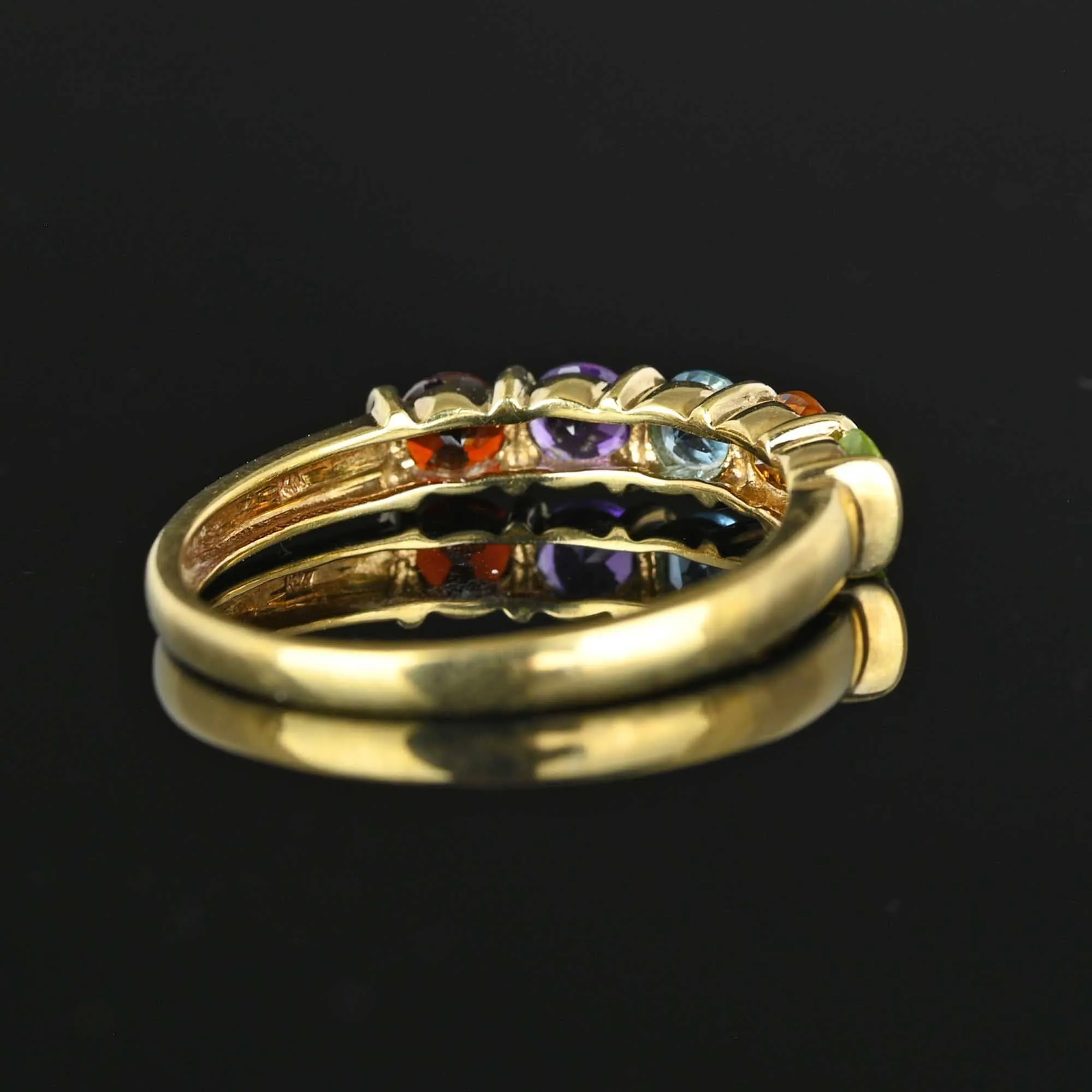 Vintage Five Stone Multi Gemstone Ring Band in Gold