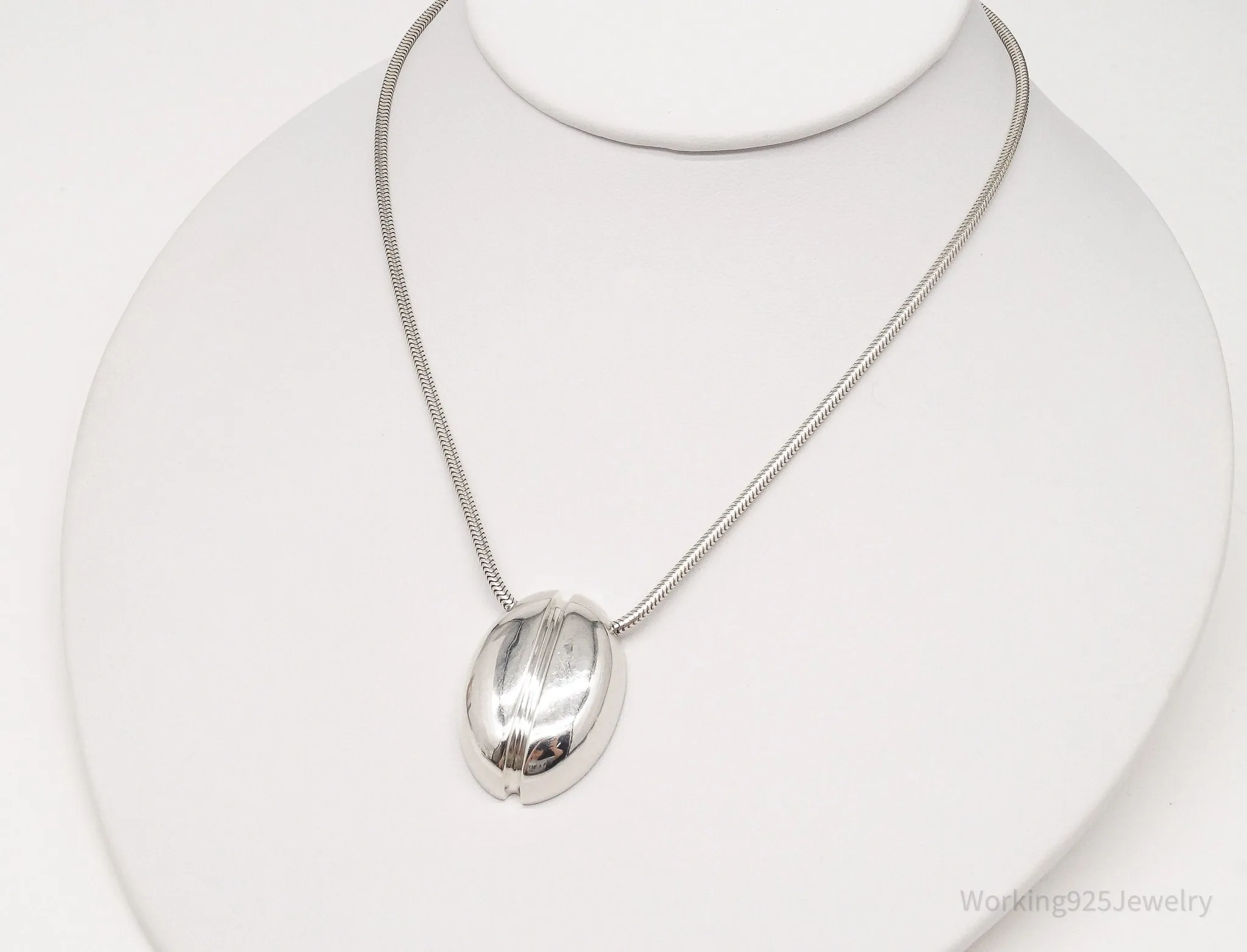 Vintage Modernist Style Sterling Silver Chain Necklace 14"