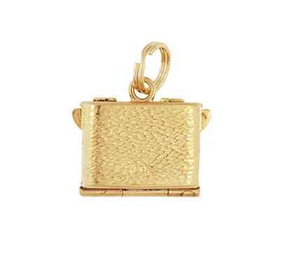 Vintage Moveable Opening Camera Locket Charm in 14 Karat Yellow Gold