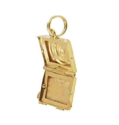 Vintage Moveable Opening Camera Locket Charm in 14 Karat Yellow Gold