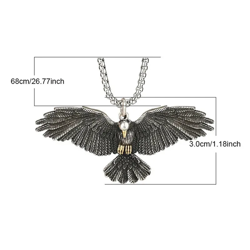 Vintage Punk Style Falcon Necklace Eagle Wings Pendant Necklace Male Trendy Hip Hop Stainless Steel Chain Necklace Jewelry