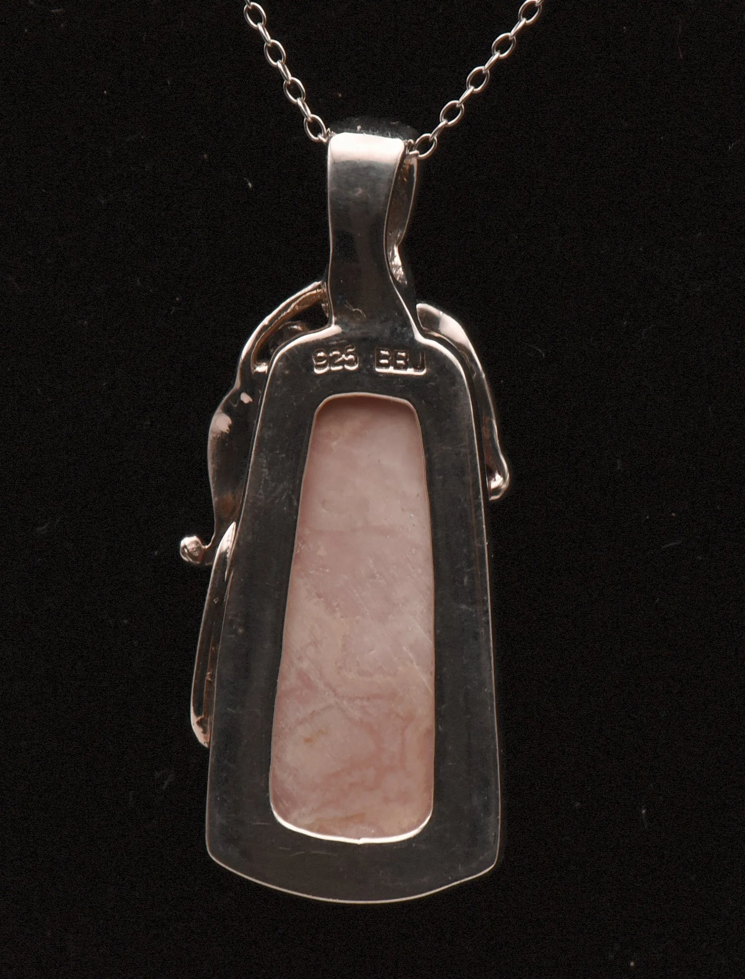 Vintage Rhodochrosite Sterling Silver Pendant on Sterling Silver Chain Necklace