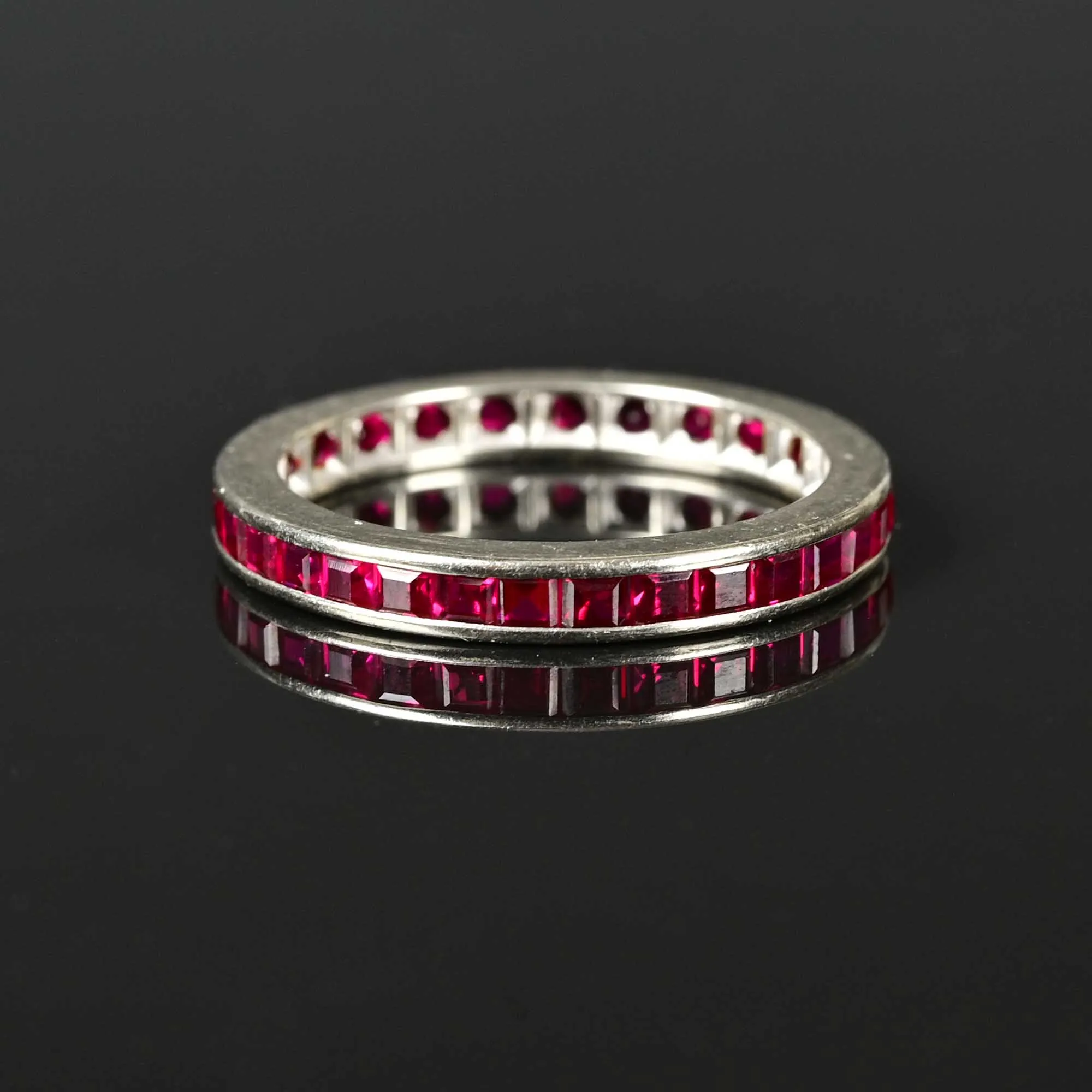 Vintage Ruby Eternity Band Ring in 14K White Gold