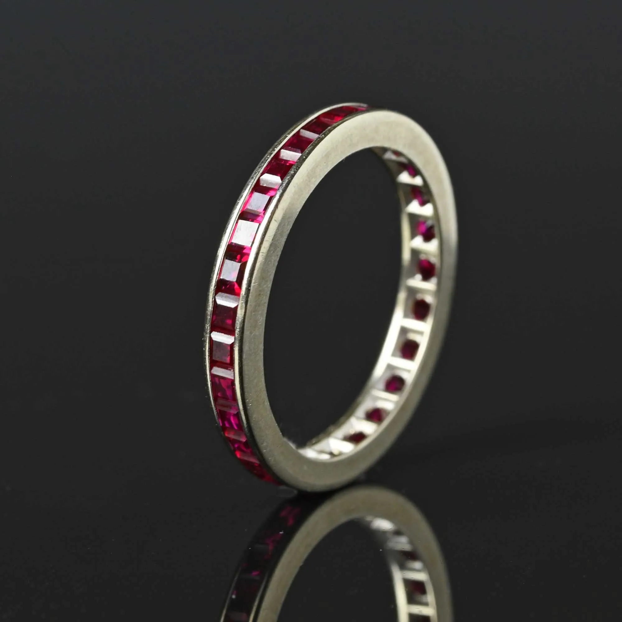 Vintage Ruby Eternity Band Ring in 14K White Gold