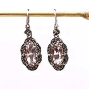 Vintage Style Pink Quartz Earrings #LE8149-PQ