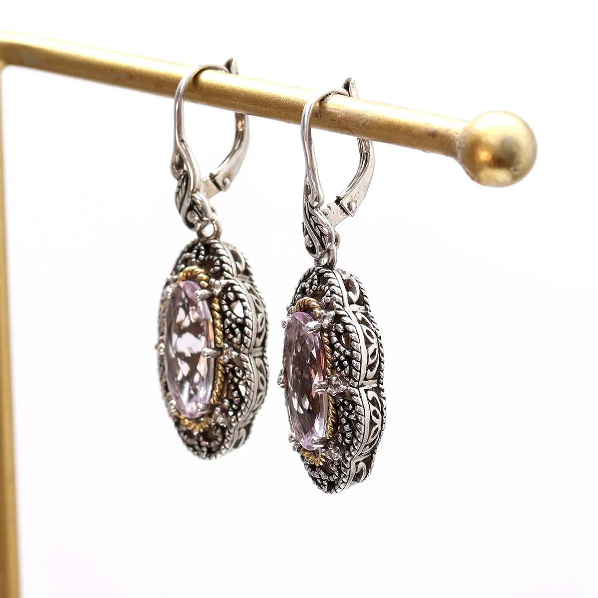 Vintage Style Pink Quartz Earrings #LE8149-PQ