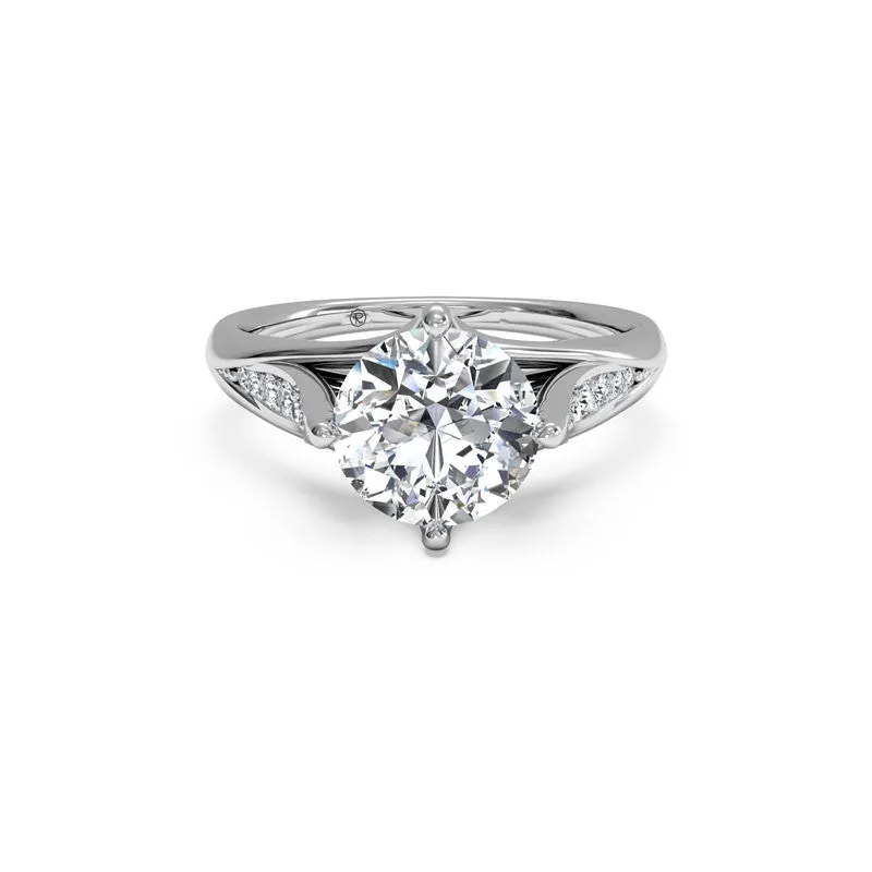 Vintage Tulip Round Brilliant Diamond Engagement Ring