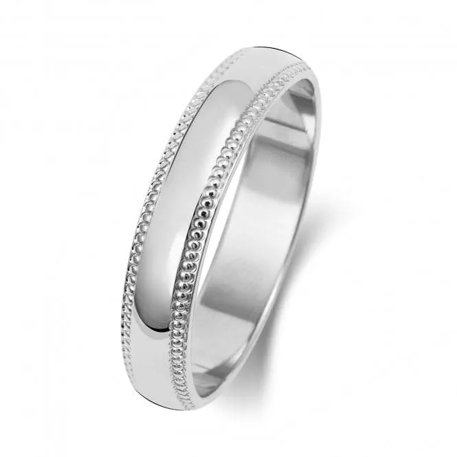 Wedding Band 9K D Shape Millgrain 4 mm-1.45 Wedding  Ring W184WM