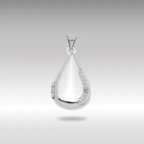 White Gold 21mm Tear Drop Diamond Locket Pendant - Model XL559