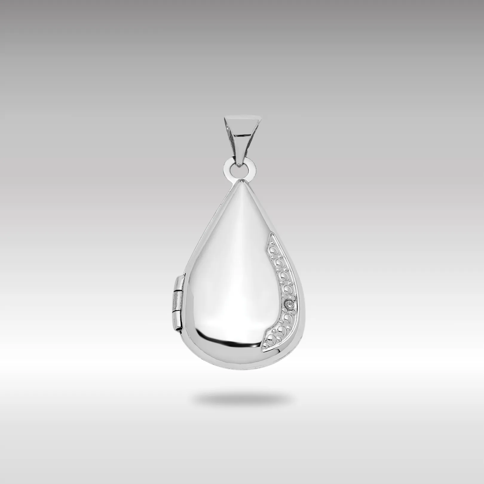 White Gold 21mm Tear Drop Diamond Locket Pendant - Model XL559