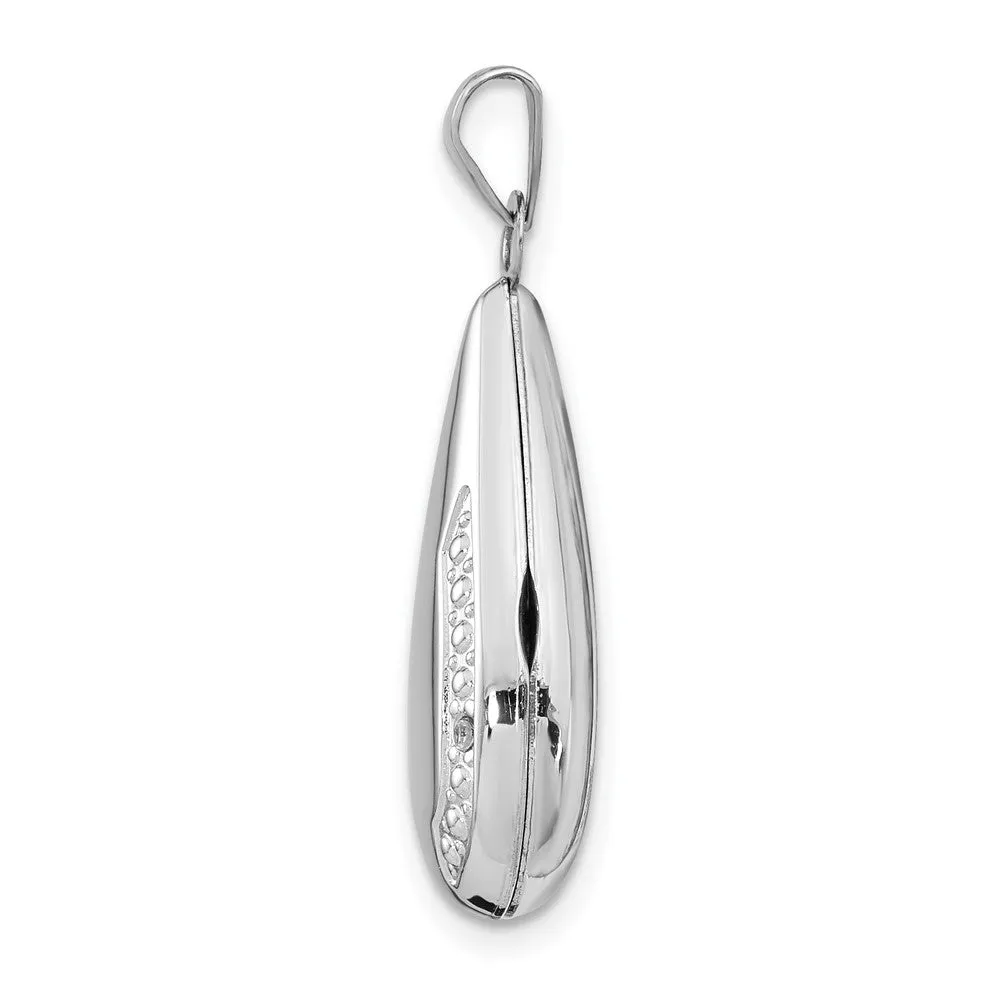 White Gold 21mm Tear Drop Diamond Locket Pendant - Model XL559