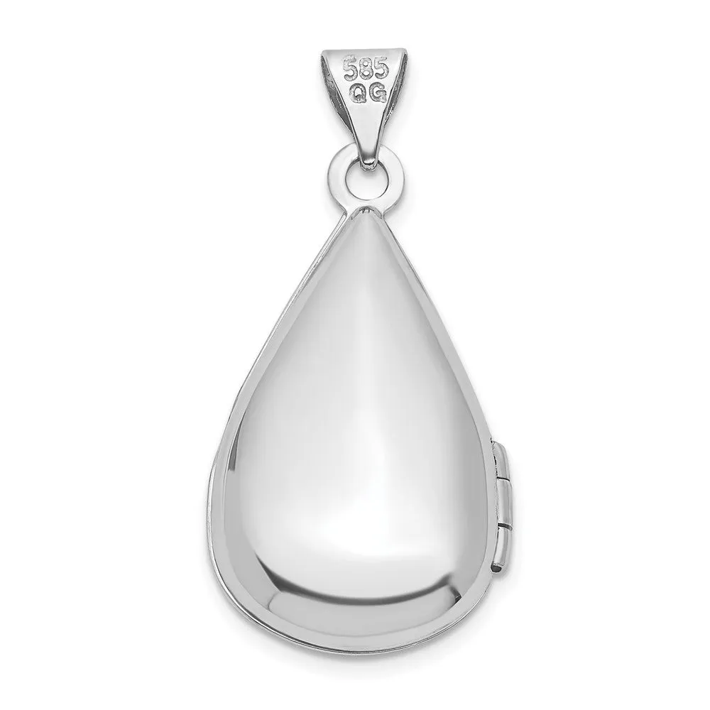 White Gold 21mm Tear Drop Diamond Locket Pendant - Model XL559