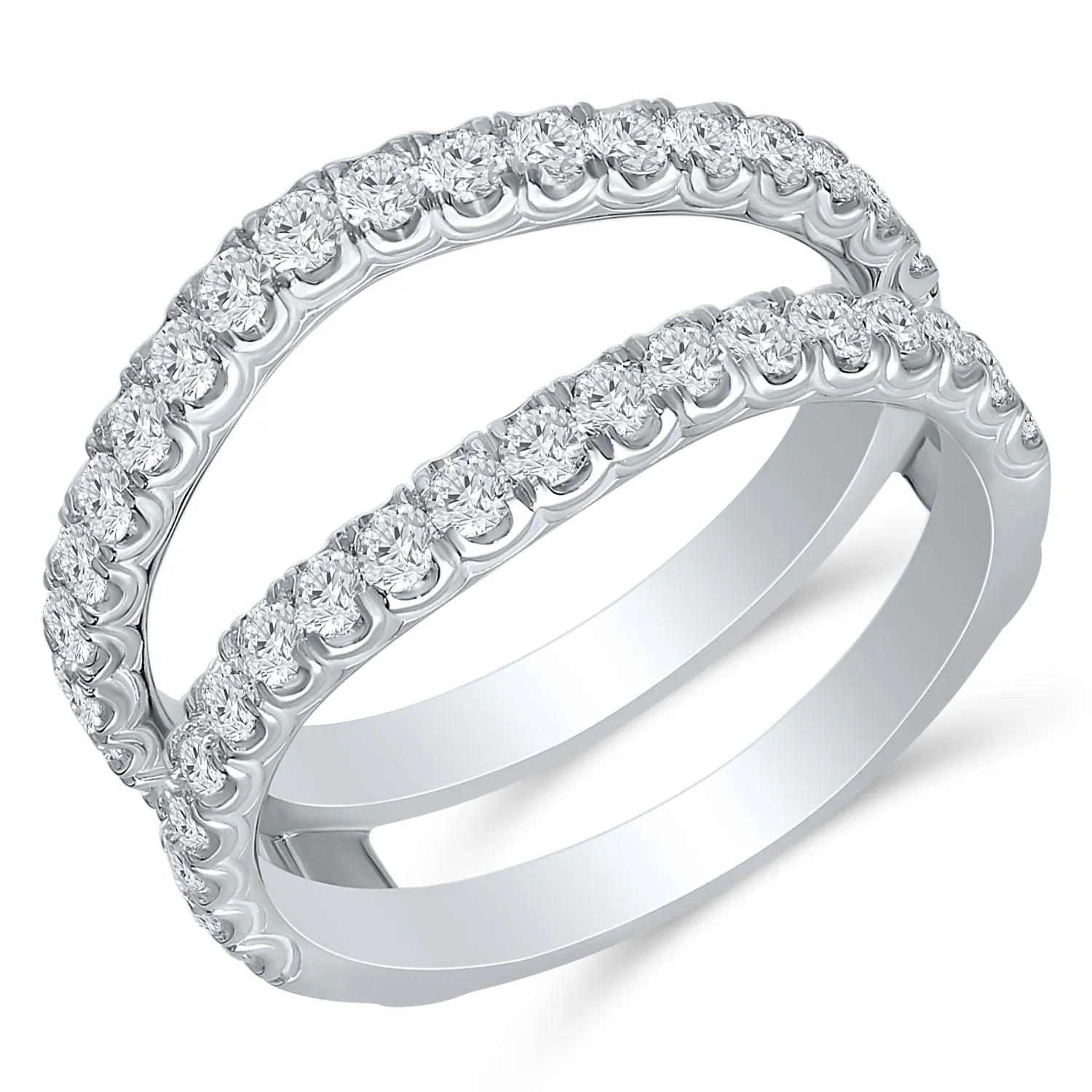 White Gold Diamond Engagement Ring Guard with 38 Diamonds, 1.0 cttw