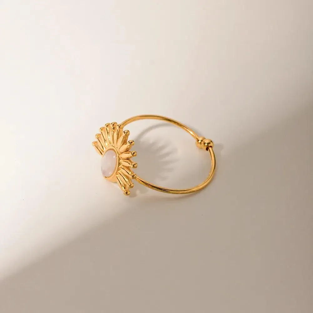 White Shell Sun Resizable Ring