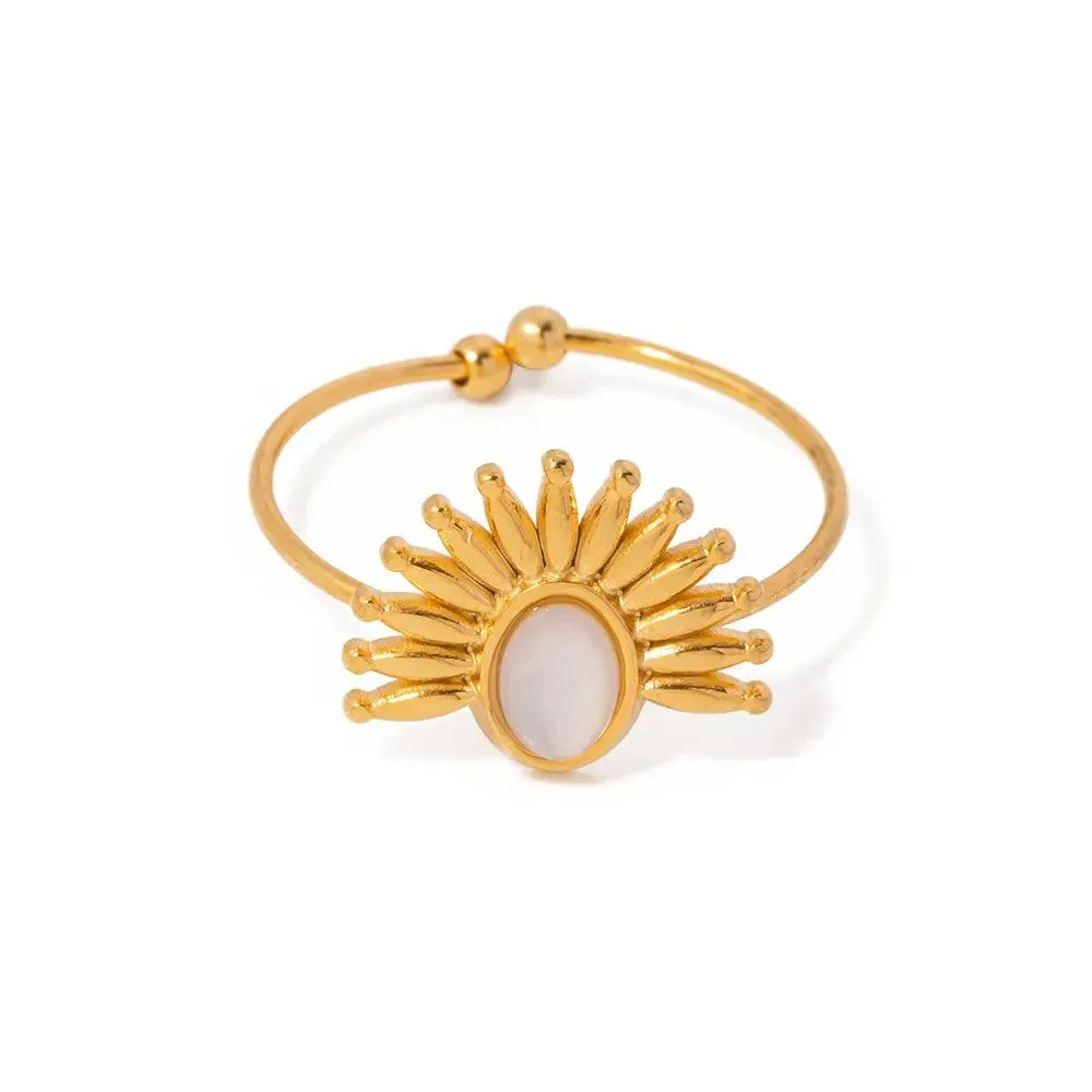 White Shell Sun Resizable Ring