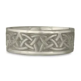 Wide Celtic Arches Wedding Ring in 14K White Gold