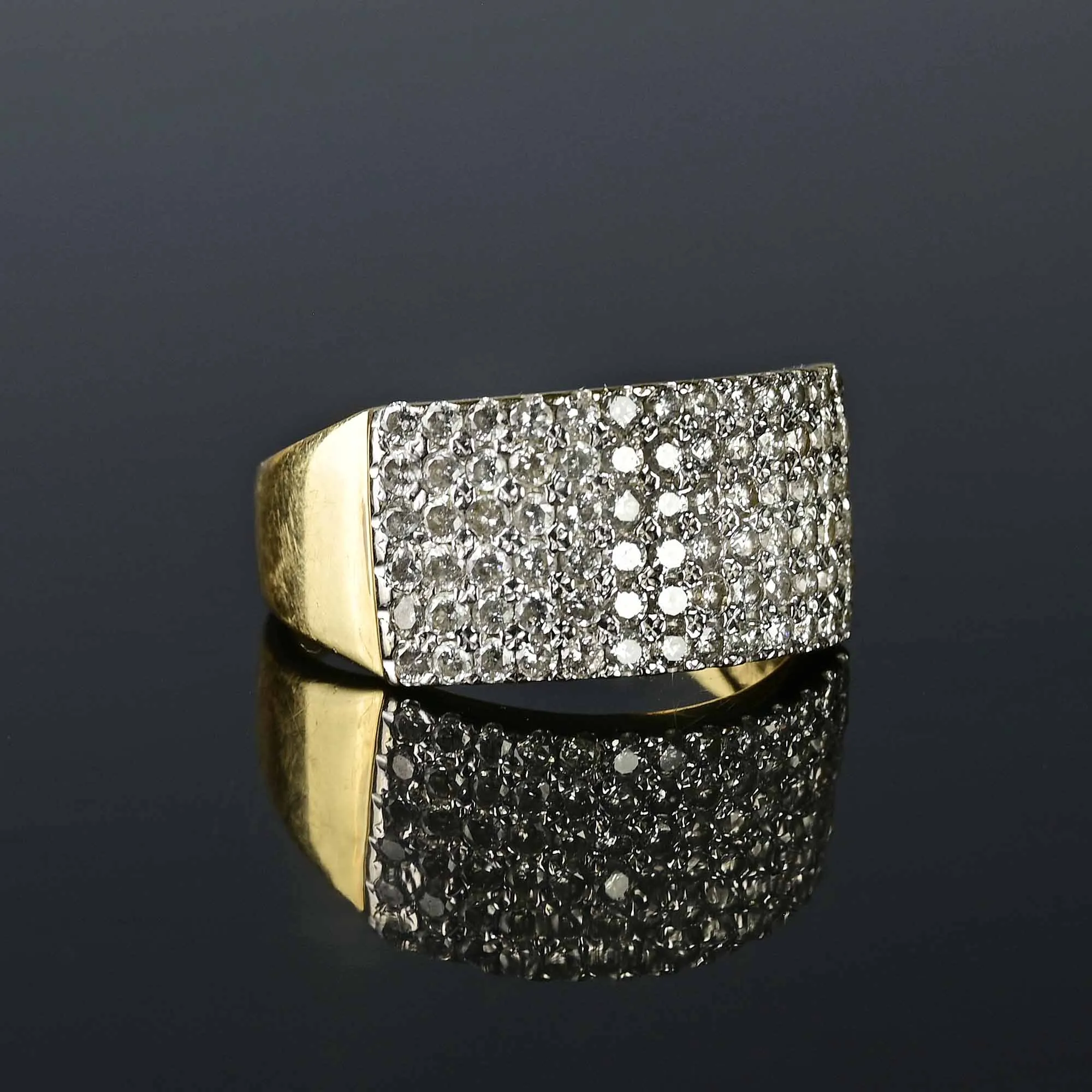 Wide Six Row Half Hoop Diamond Band Ring in 14K Gold