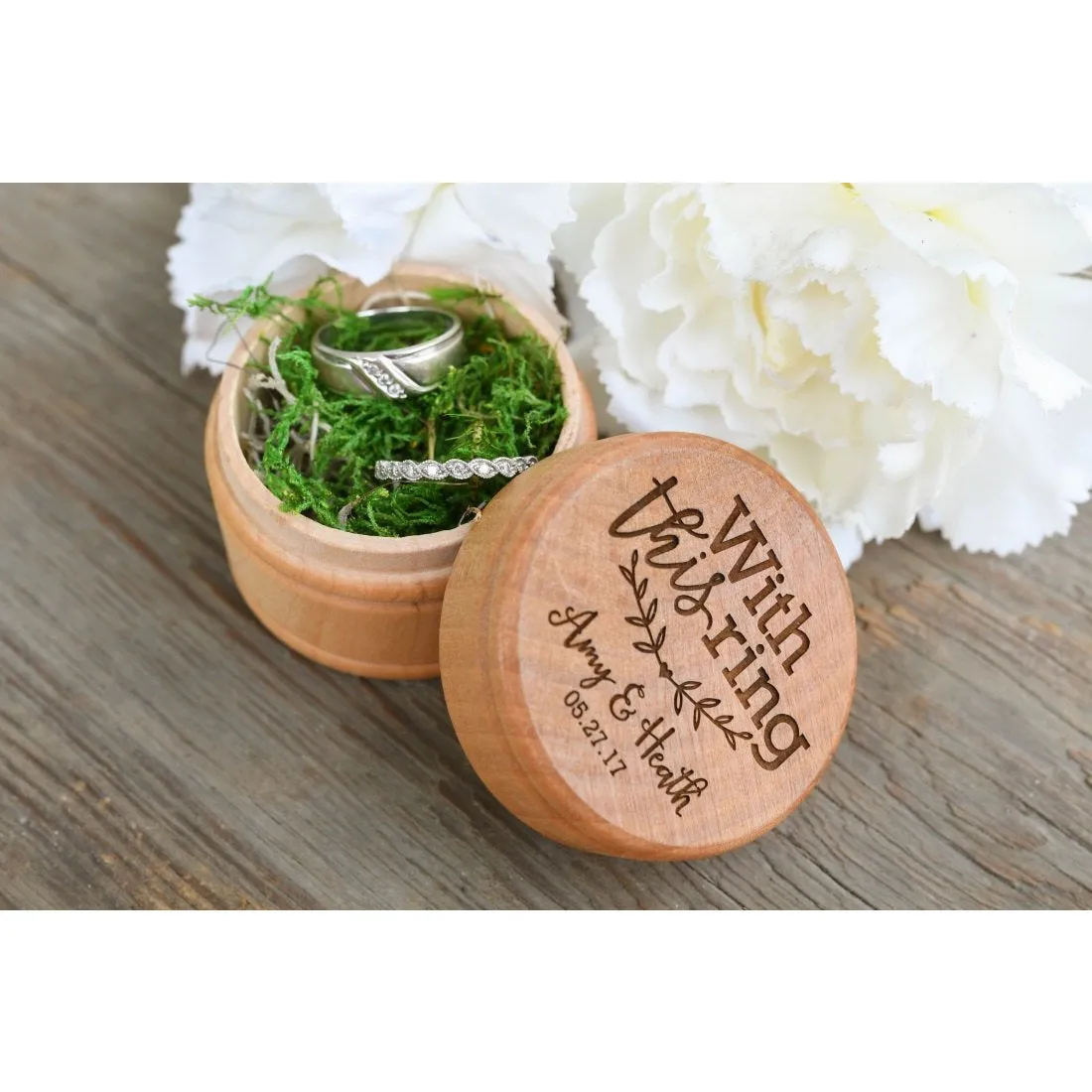 With This Ring Engraved Wedding Ring Box - Rustic Wedding Ring Box