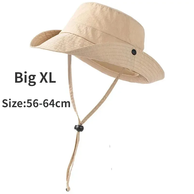 XL Big Head Wide Brim  Bucket Hat for Women  Men Summer Sun Protection Sun Hat Outdoor Fishing Hiking  Bonnie Fisherman Hat