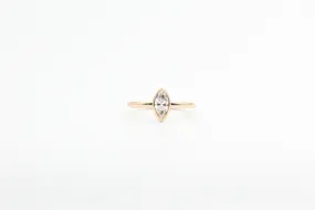 Yellow Gold Bezel Marquise Lab Grown Diamond Ring