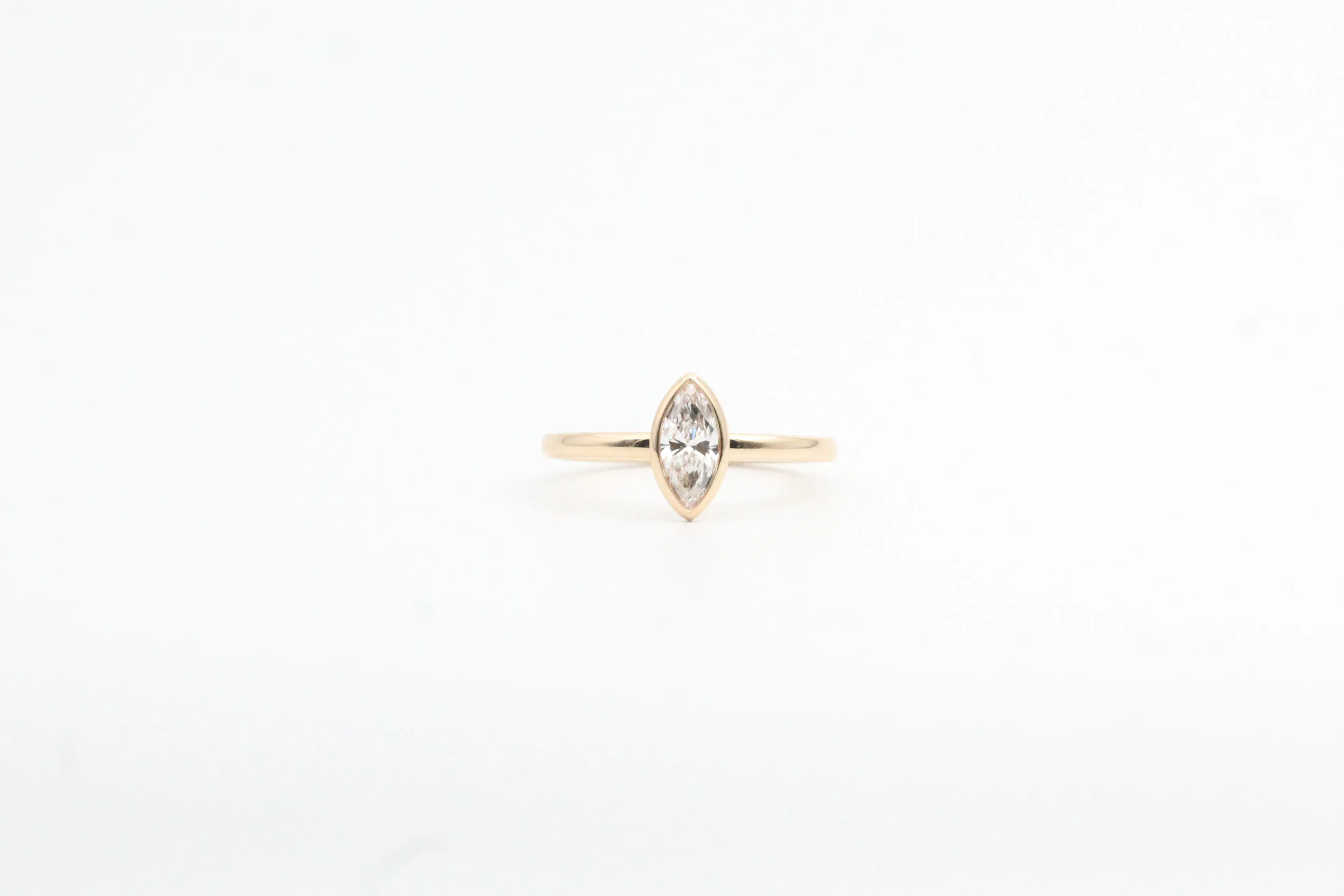 Yellow Gold Bezel Marquise Lab Grown Diamond Ring