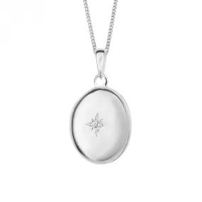 Zirconia Starbust Oval Locket Pendant P5230C