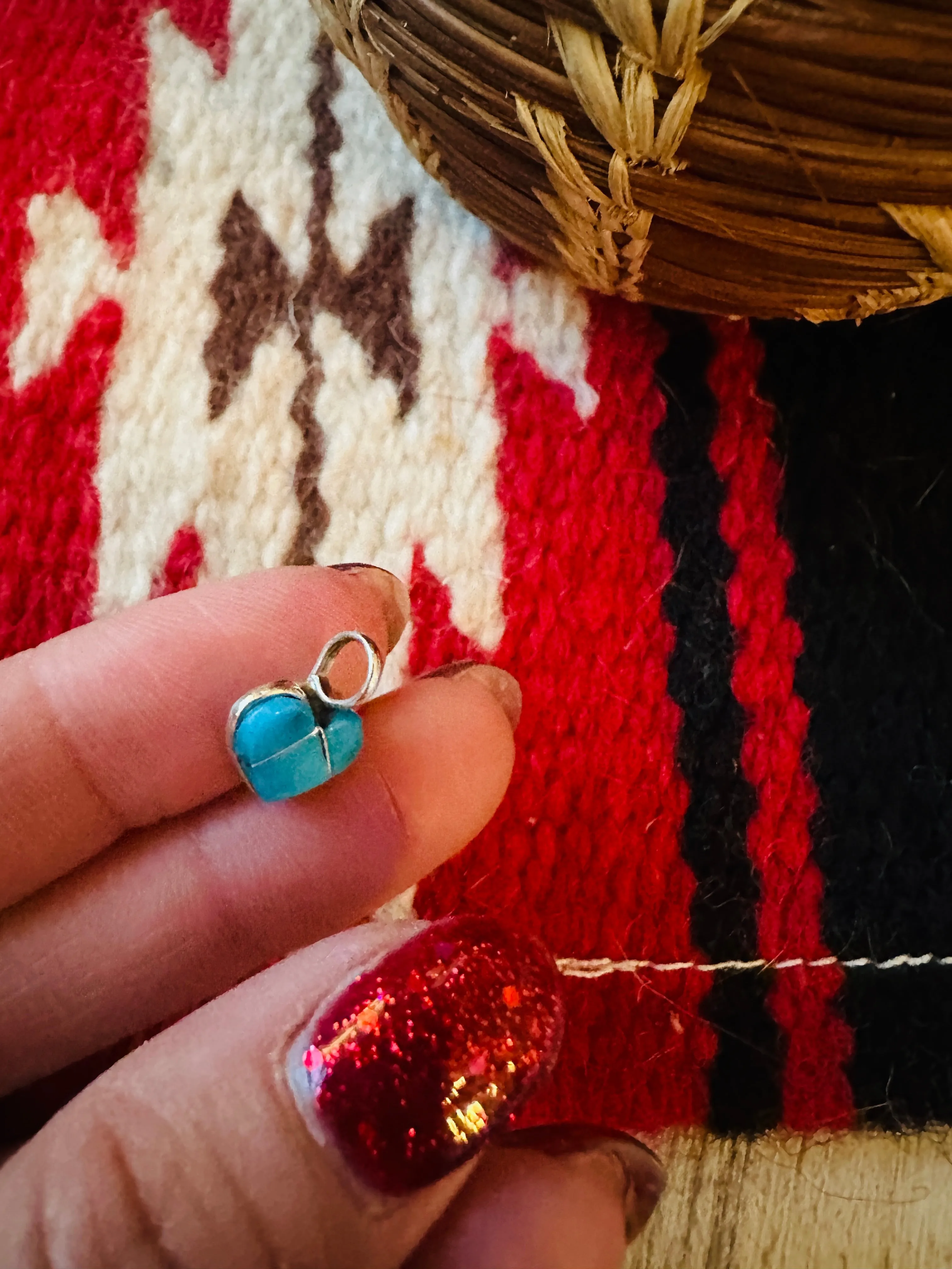 Zuni Sterling Silver & Turquoise Heart Pendant