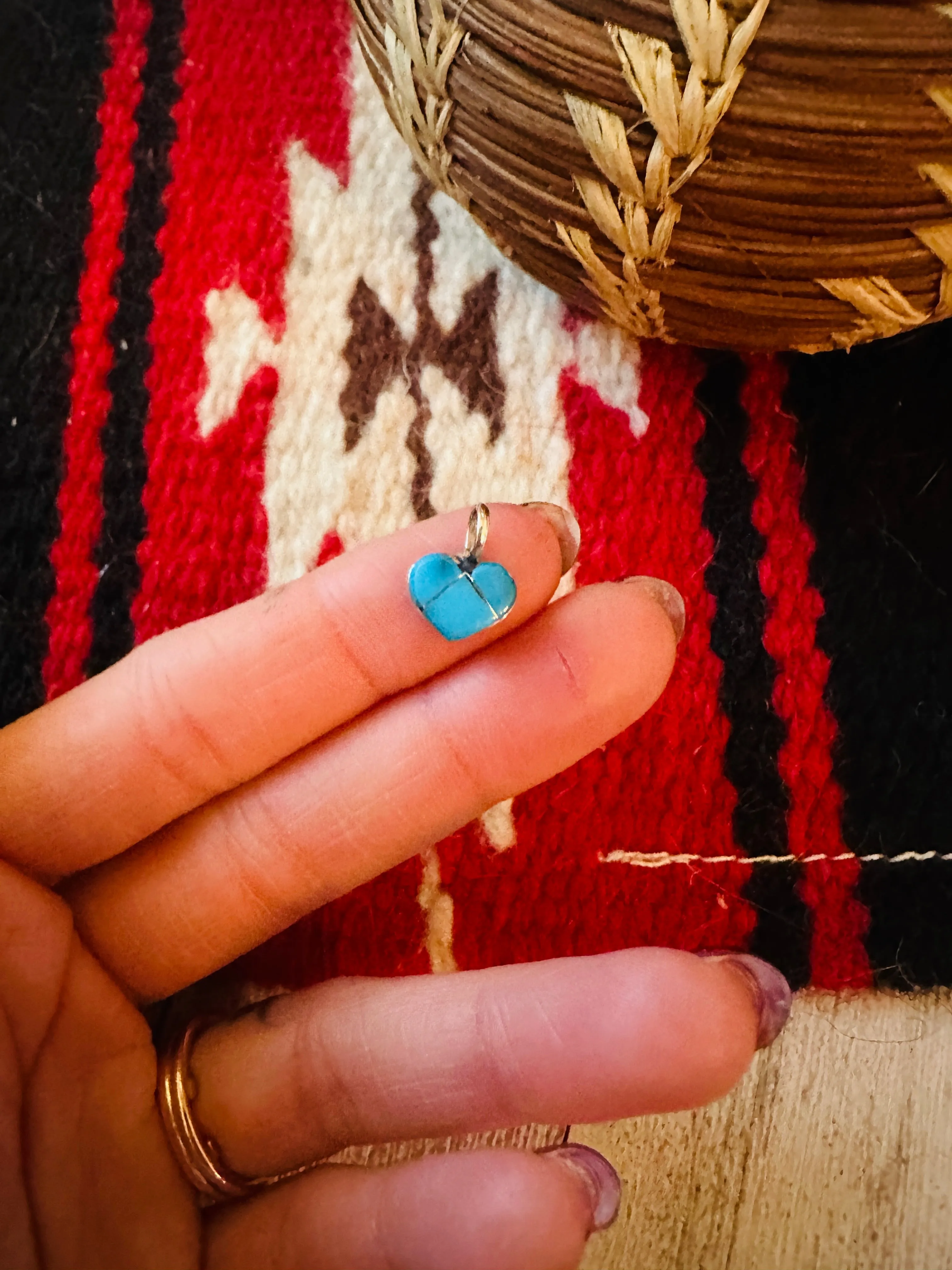 Zuni Sterling Silver & Turquoise Heart Pendant