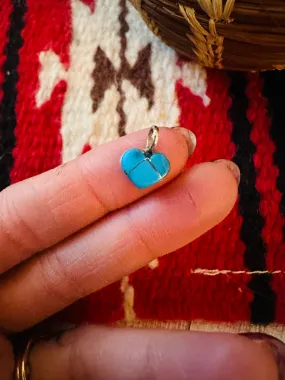 Zuni Sterling Silver & Turquoise Heart Pendant